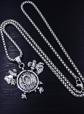 魔兽部落兽人族标志不锈钢项链男士饰品个性设计吊坠礼品