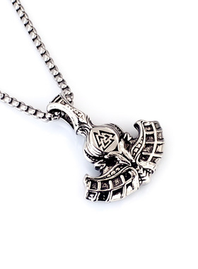 跨境热卖时尚饰品复古个性三角符文雷神之斧不锈钢男士吊坠项链