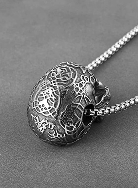 潮人霸气男士项链欧美潮新款朋克复古恶魔骷髅头不锈钢项链吊坠