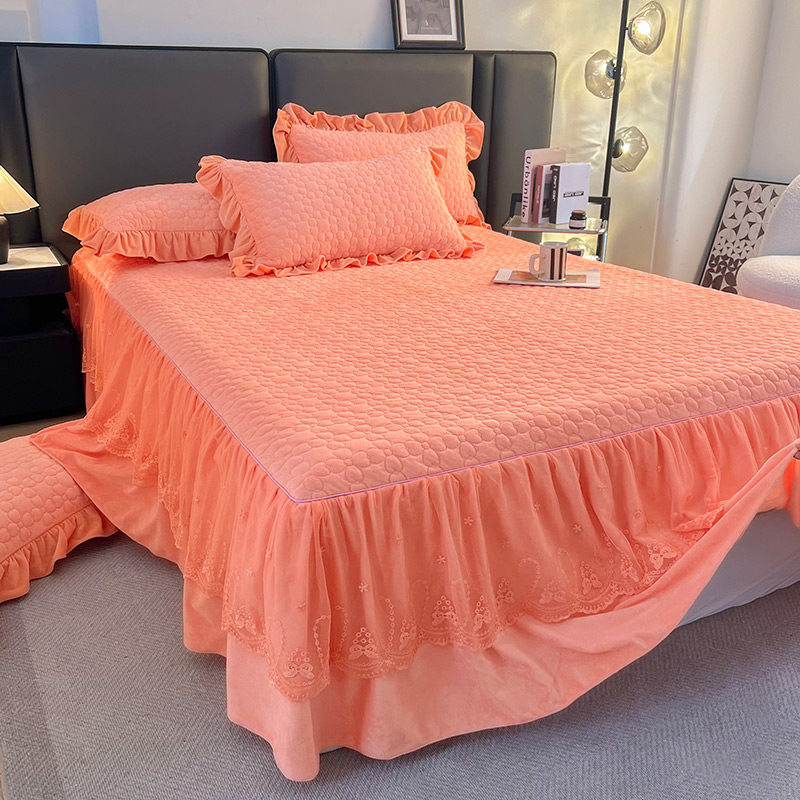 新款冬季婴儿绒夹棉床裙单件加绒加厚蕾丝边珊瑚绒床罩床单床围裙,淘宝优惠券,粉丝福利购,淘宝优惠卷