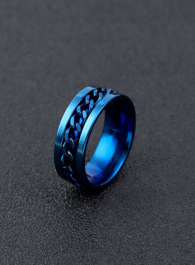 钛钢戒指可转动链条钛钢戒指