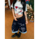 C2 homemade / Korean style ຫນ້າສົນໃຈເສັ້ນ graffiti ແບບ denim cropped pants ສໍາລັບແມ່ຍິງ summer ໃຫມ່ວ່າງ slimming ຂາກວ້າງ