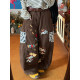 C2 homemade/American retro style ກາຕູນ embroidered jeans ສໍາລັບແມ່ຍິງ, ກາງເກງຂາກວ້າງວ່າງອະເນກປະສົງ