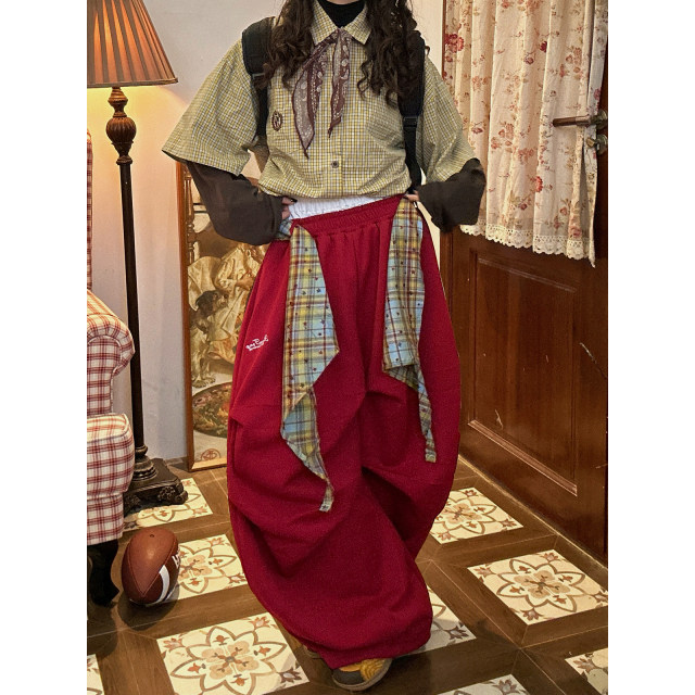 C2 homemade/waist butt curtain stacked casual pants for men and women, autumn loose and lazy jazz trousers wide-leg