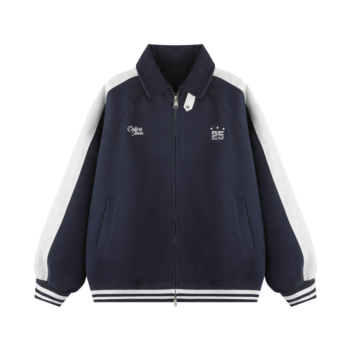 @港仔文艺男 刺绣撞色立领外套男秋冬季美式学院风休闲运动夹克,淘宝优惠券,粉丝福利购,淘宝优惠卷