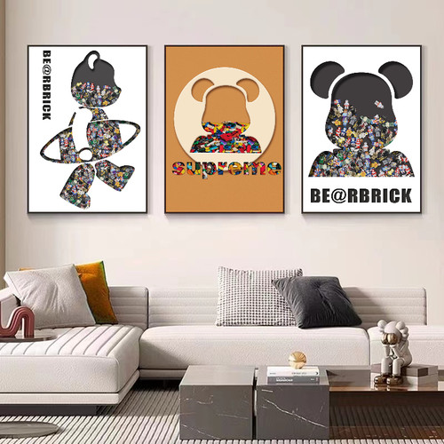 现代简约楼梯间装饰画复式走廊过道挂画北欧客厅沙发背景墙三联画 - 图0