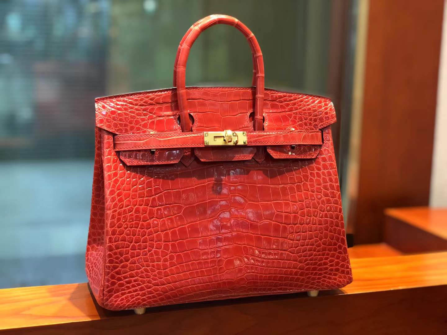 H家Birkin25 进口鳄鱼皮铂金包30手工缝蜡线高定制全真皮女手提包 - 图1