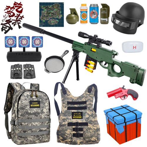 awm416吃鸡三级头甲背包可戴头盔儿童套装空投和平精英吉利服全套 - 图1