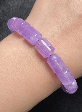 天然紫水晶桶珠手串时尚小清新
