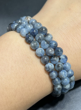 天然魔鬼蓝海蓝宝手串时尚小清新