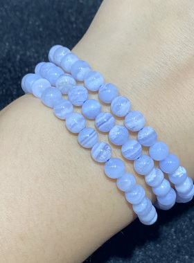 天然蓝纹玛瑙三圈手串时尚百搭