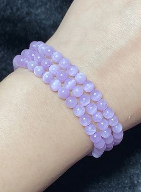 天然紫锂辉三圈手串时尚小清新