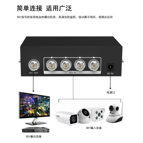 迈拓维矩 MT-SD401 高清广电数字SDI信号切换器4进1出广播级HD/3G/SDI四进一出摄像机导播台安防监控切屏器 - 图0