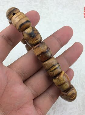 天然印尼手串虎斑纹沉香木佛珠