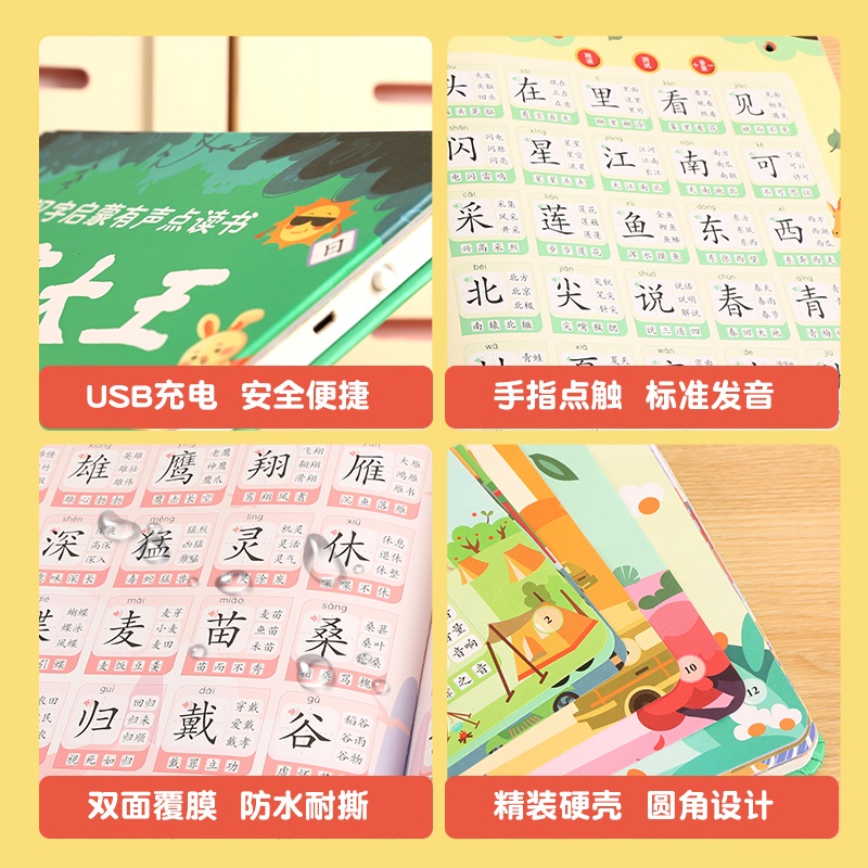 识字大王发声书 汉字启蒙有声点读书 幼儿学汉字趣味认字幼儿园3-6-7岁学前儿童绘本宝宝看图拼音教材手指点读认知发声 青葫芦图书