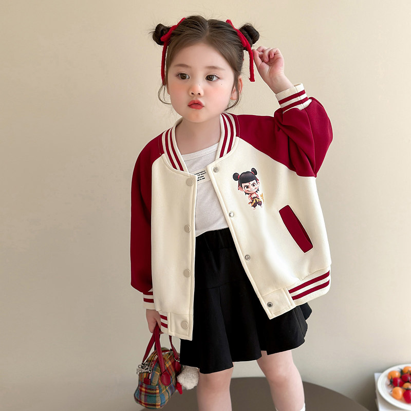 女童哪吒外套春季2026新款宝宝洋气秋装春秋季儿童棒球服女孩上衣,淘宝优惠券,粉丝福利购,淘宝优惠卷