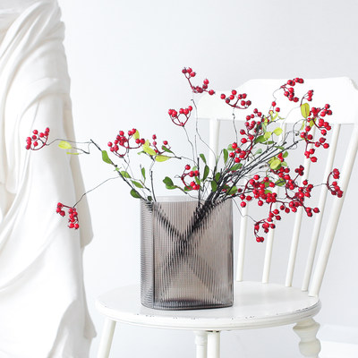 西西里仿真花蔷薇果玫瑰果浆果家居客厅假花装饰花橱窗搭配摆件 虎窝淘