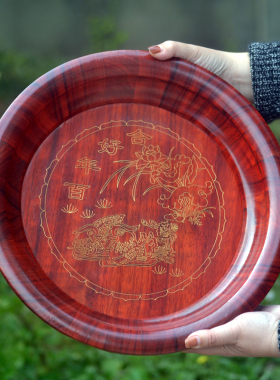 精品苏工红木果盘工艺品