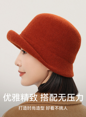 上海故事女秋冬羊毛盆帽