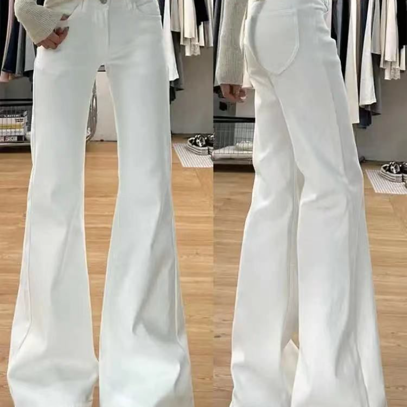 加绒加厚中大童白色牛仔裤新款微喇小个子显瘦拖地喇叭马蹄裤子女,淘宝优惠券,粉丝福利购,淘宝优惠卷