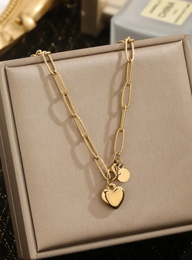 【通体钛钢】爆款气质爱心双层叠戴项链时尚轻奢高级感