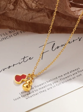 【通体钛钢】亚马逊跨境爆款新款红贝双蝴蝶项链时尚气质直销