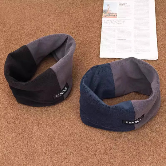 秋冬季2025新款拼色保暖围脖女百搭男女同款遮脸面罩脖套防风围巾