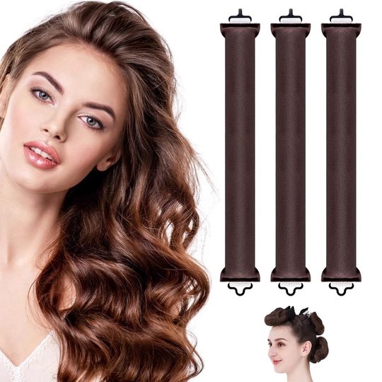 新款无热卷发棒金属钩橡胶款懒人卷发棒神器睡眠睡觉大波浪卷发