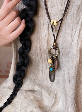新中式禅意古铜羽毛项链女民族风