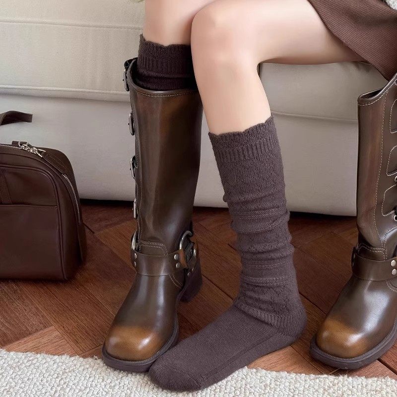 加厚花边小腿袜女秋冬日系镂空针织堆堆袜配靴子保暖冬季长筒靴袜,淘宝优惠券,粉丝福利购,淘宝优惠卷