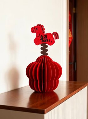 马年吉祥立体小马灯笼摆件