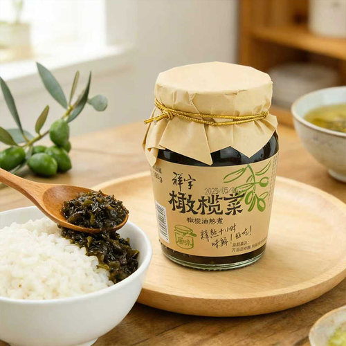 祥宇橄榄菜180g*2瓶早饭下饭菜榨菜咸菜即食拌饭即食拌面 - 图2