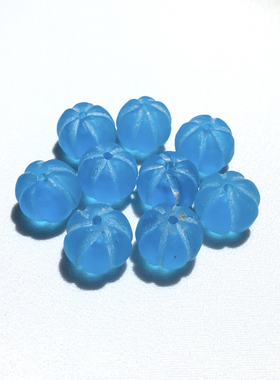 西亚海捞琉璃南瓜珠海蓝色琉璃瓜珠古法手工琉璃手串多宝diy配饰