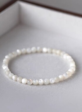 天然白贝弹力绳手工打磨不掉色正品生朱砂手串轻精致众奢手链女生