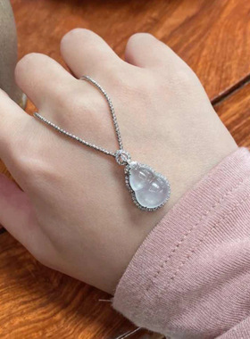 新中式高冰透葫芦项链锁骨毛衣链