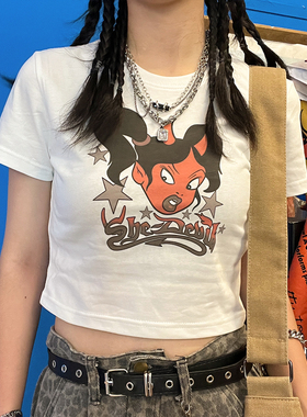 王有病工作室 店长好物推荐！恶搞女孩夏季减龄修身辣妹装半袖T恤