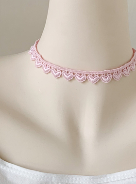 爱心型锁骨链项链项圈花朵choker