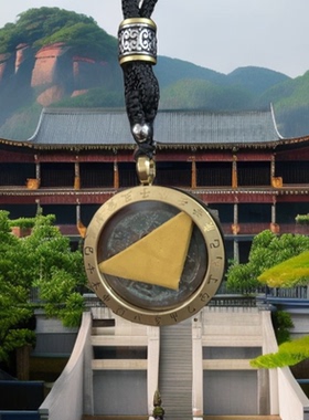 朱砂镶铜钱吊坠项链招财祈福