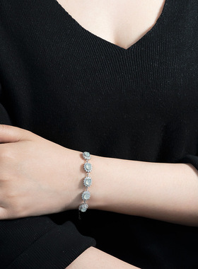 S925纯银镶嵌天然翡翠玉石手链