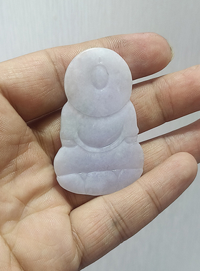 天然翡翠浅紫观音吊坠