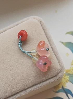 天然南红吊坠隔珠玛瑙桂花小提溜 手链手串配饰小挂件项链配件