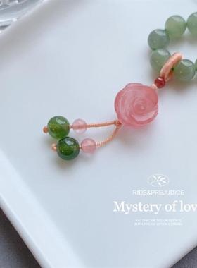 粉晶玫瑰吊坠手链吊坠手串小提溜手作配饰服饰装饰唯美系