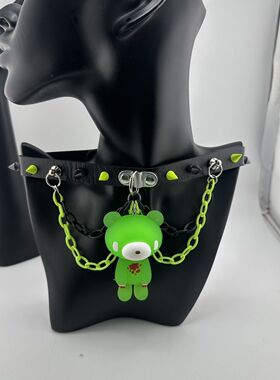 Gloomybear暴力熊皮革刺绣朋克风手工项圈项链