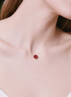 巴黎之吻Paris Kiss红色人鱼眼泪隐形S925纯银项链锆石吊坠轻奢款