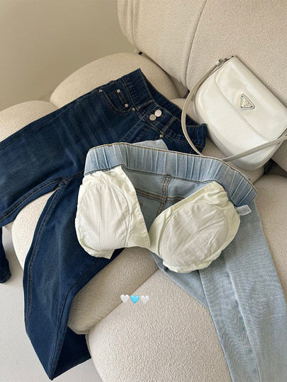 YoungGirlDay韩漫风高腰显瘦松紧腰弹力提臀丰胯裤小脚铅笔牛仔裤