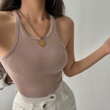 Сексуальная короткая цветная майка топ без рукавов, в американском стиле, в обтяжку, по фигуре