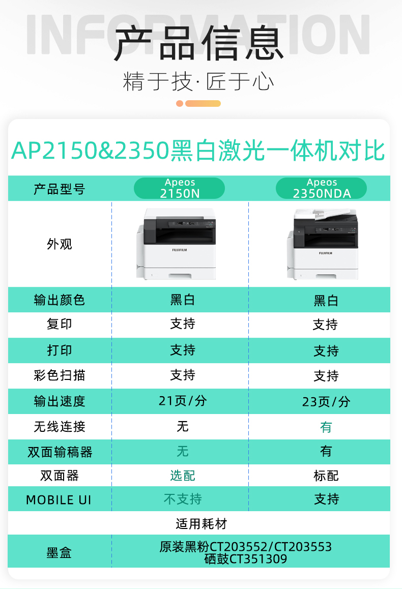 新品富士施乐AP2150N 2350NDA A3打印机A4黑白双面打印激光一体复印机彩色扫描施乐2110升级款23pp高速打印 - 图0