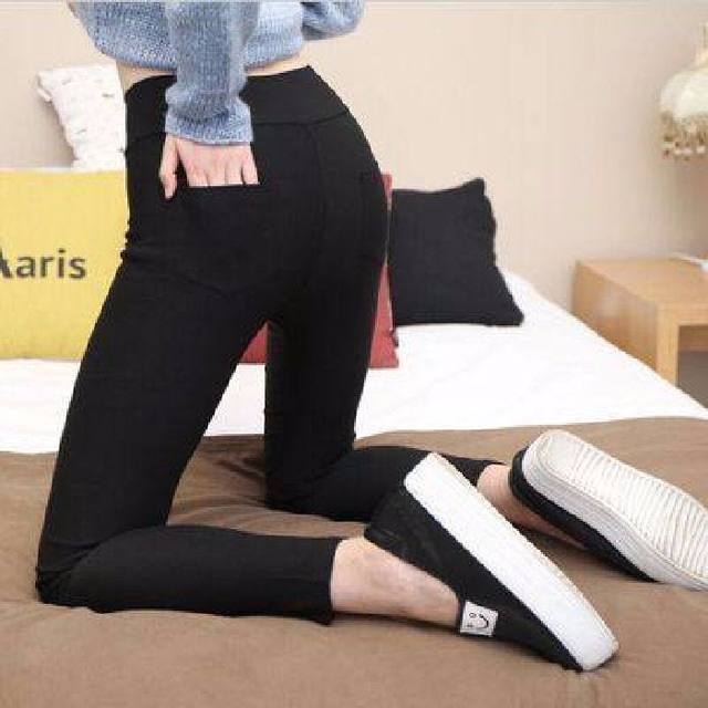 New style slim pencil pants leggings for women with small feet, spring, summer, autumn and winter high waist, stretch pants with pants pockets