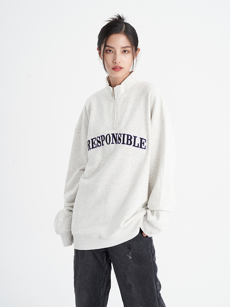 RPB 字母刺绣宽松情侣服半拉链开衫休闲美式街头套头卫衣 BRAND RPB 字母刺绣宽松情侣服半拉链开衫休闲美式街头套头卫衣 BRAND