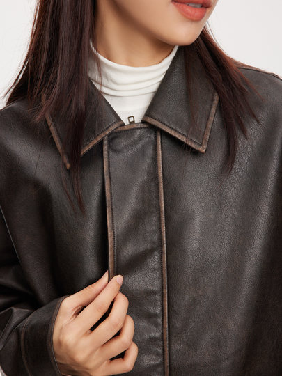 RPBBRAND versatile short leather jacket